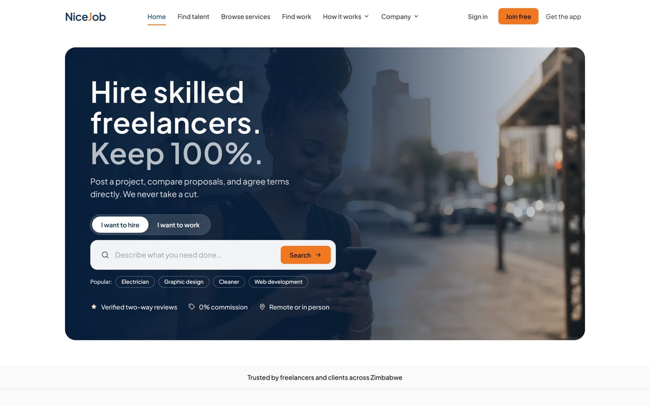 The NiceJob website, built and run by Fignoc.